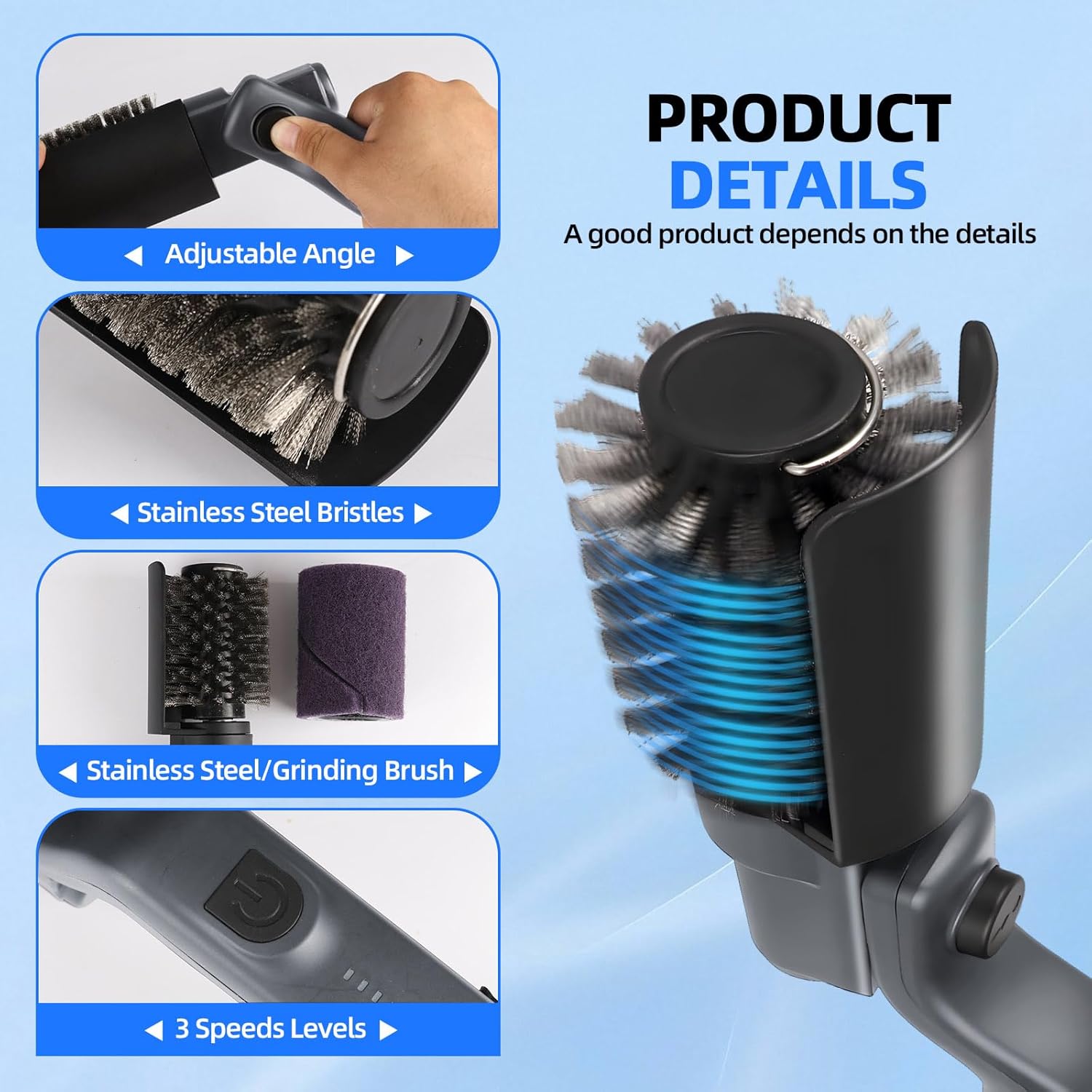 Cordless Grill Cleaning Brush with Adjustable Angles